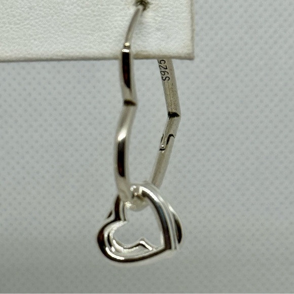 925 Sterling Silver Big Heart w/little hearts hoop dangle earrings - Picture 6 of 10